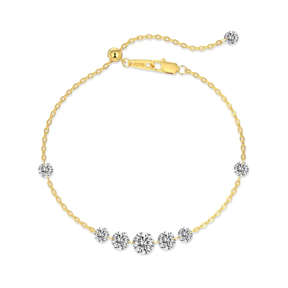 925 Sterling Silver 5A CZ Chain Bracelet DY150563 product image 7
