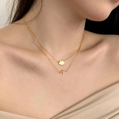 925 Sterling Silver Airplane Layered Necklace product image 6