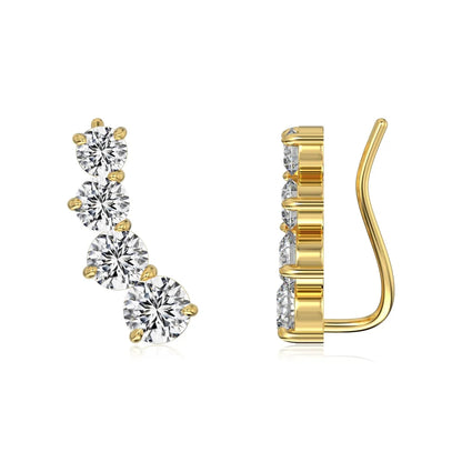 Classic Design Women Fashion Fine Jewelry Wholesale S925 Silver 5A Cubic Zirconia Baguette Circle Bar Shape Stud Earrings