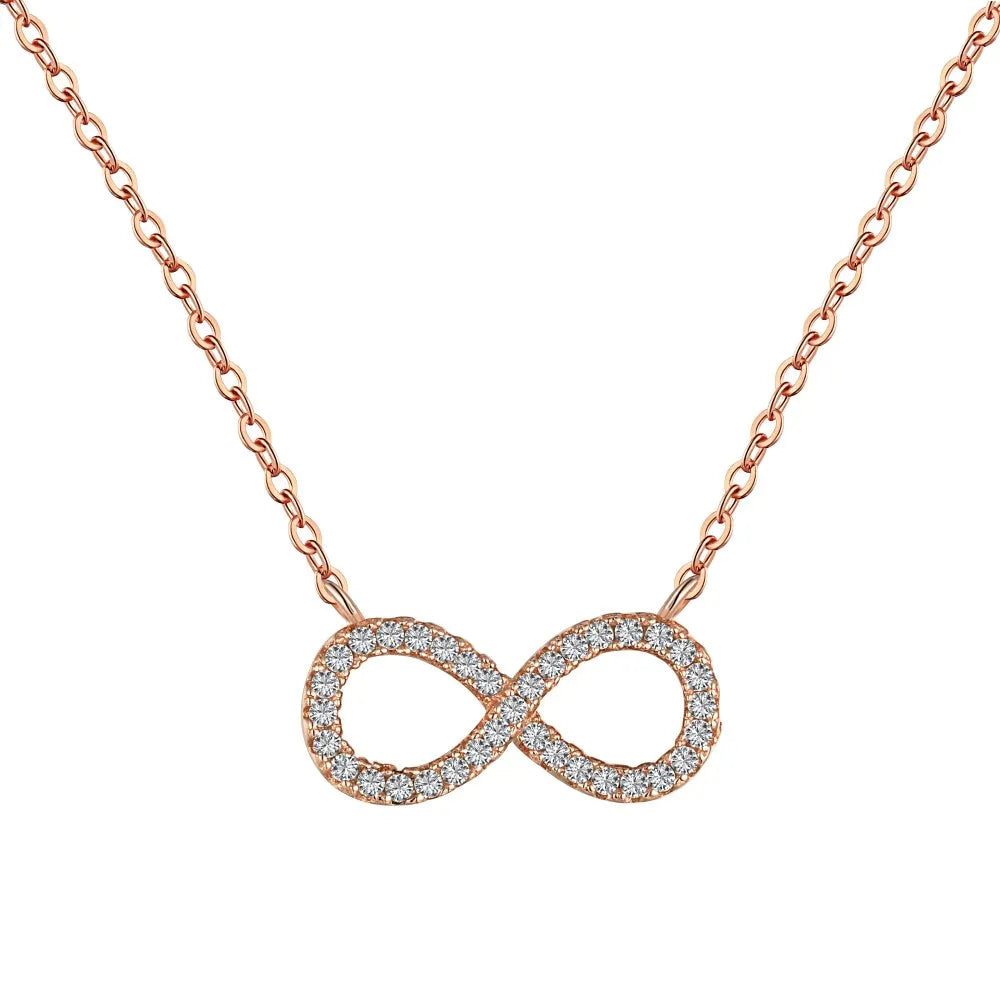 18K Gold Plated  Dainty Infinity Pendants 925 Sterling Silver Necklaces for Women Eternal Friendship Necklace Bijoux Femme Collier