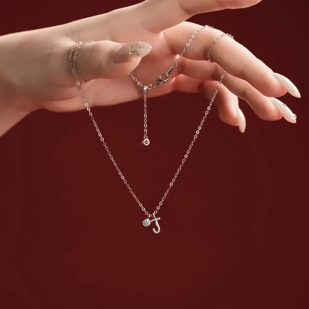 925 Silver J Initial 5A CZ Necklace DY191883 product image 2