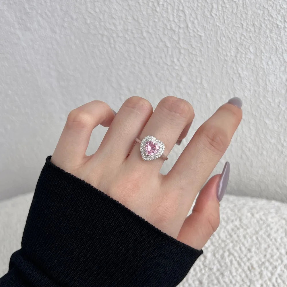 925 Sterling Silver Heart CZ Ring DY120802 product image 2