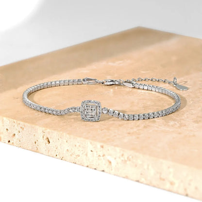 925 Sterling Silver CZ Chain Bracelet DY150222 product image 5