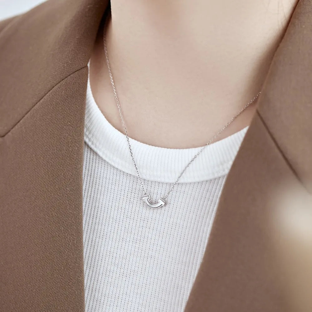 Trendy Sterling Silver Smile Shell Pendant Statement Gold Plated Stackable Necklaces Chain Women S925 Necklace
