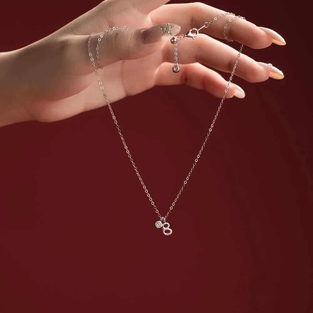 925 Sterling Silver B Initial 5A CZ Necklace product image 2