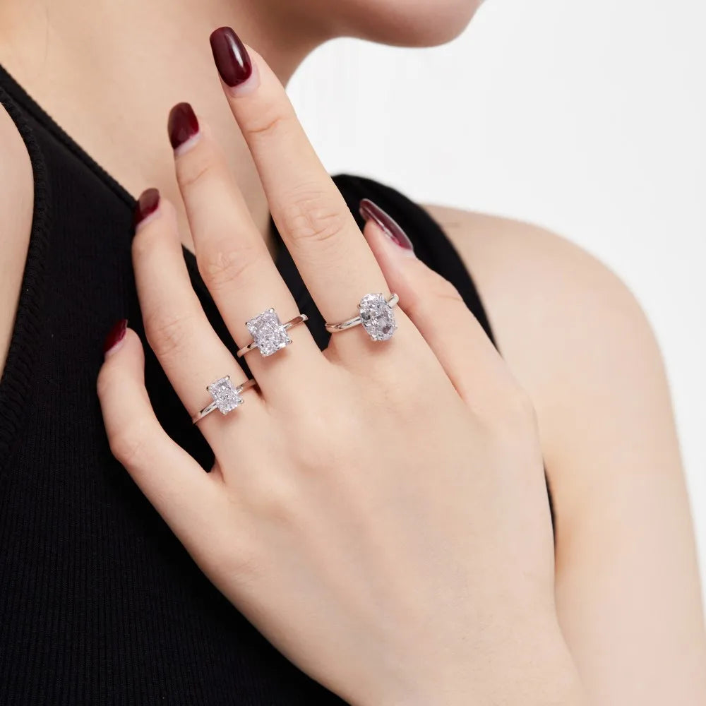 925 Silver CZ Bridal Engagement Ring DY120871 product image 3