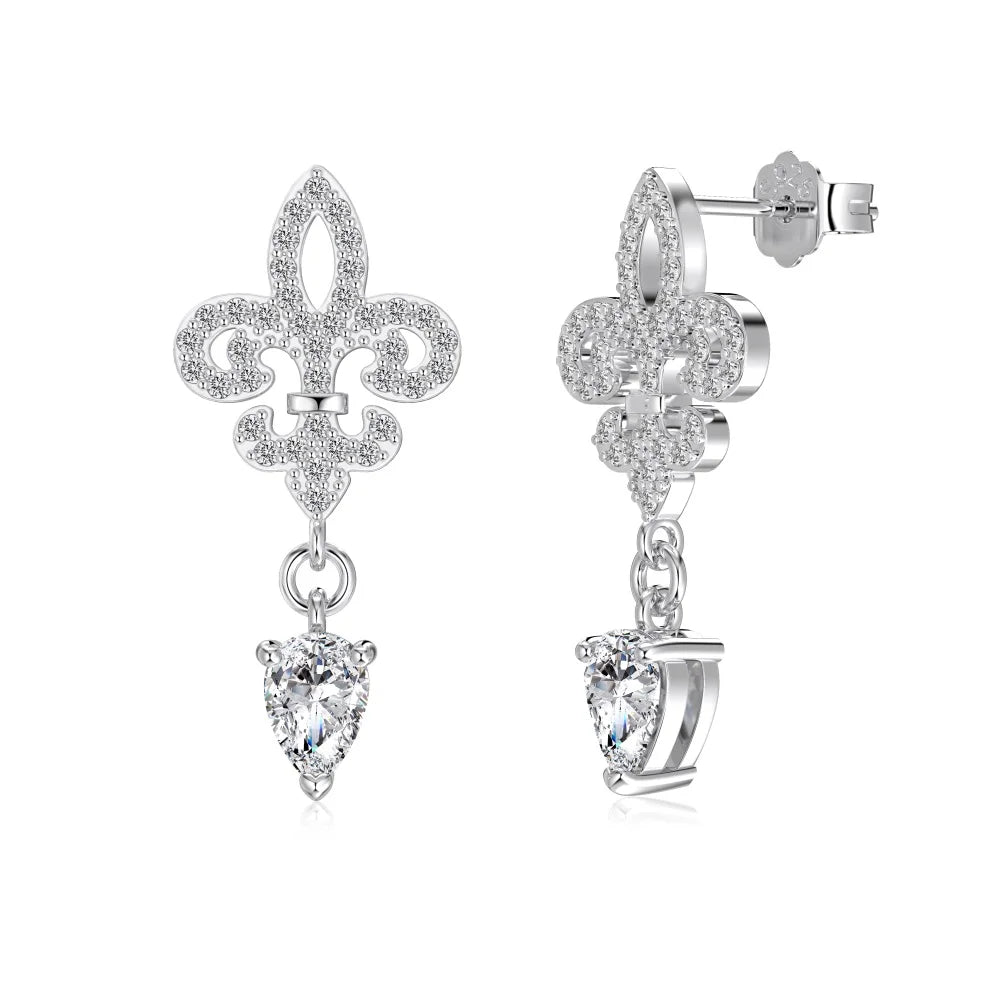 KAKODIY Charm Exclusive Design Rhodium 18K Gold Plated 925 Sterling Silver 5A Cubic Zirconia Iris Flower Stud Earrings Female