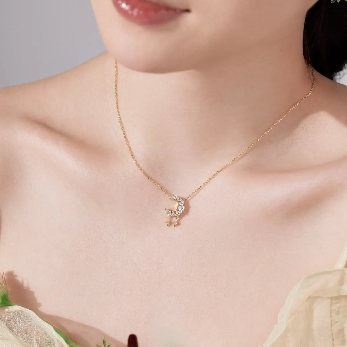 925 Sterling Silver Moon & Star Pendant Necklace product image 3