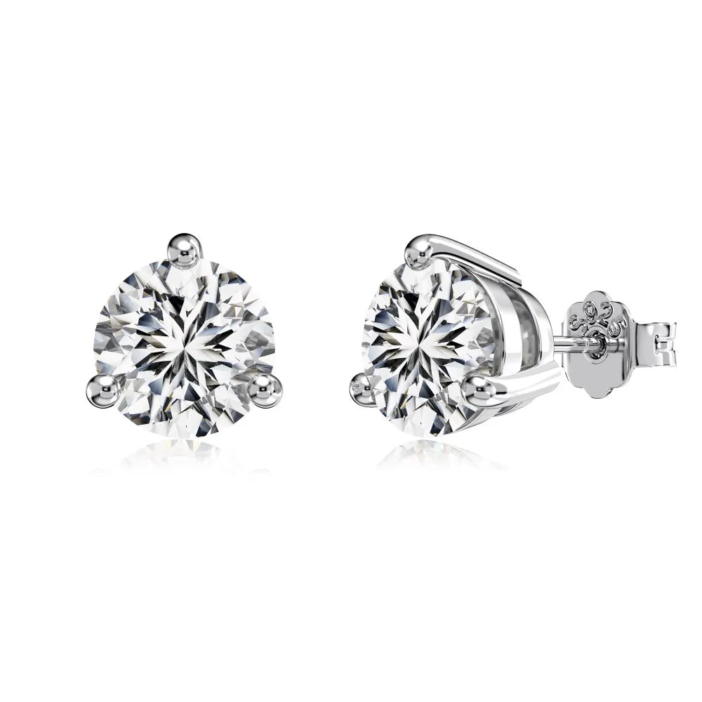 Custom New Designer S925 Sterling Silver Jewelry Baguette Black Earring Round Cz Cubic Zirconia Stud Earrings for Women