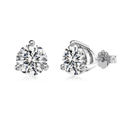 Custom New Designer S925 Sterling Silver Jewelry Baguette Black Earring Round Cz Cubic Zirconia Stud Earrings for Women