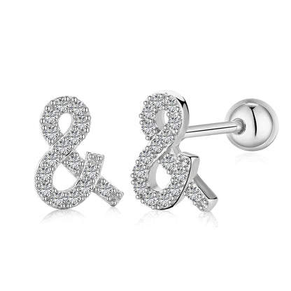 New Fashion Sterling Silver 925 Screw Back Earring  Symbol Meaningful Stud Earrings