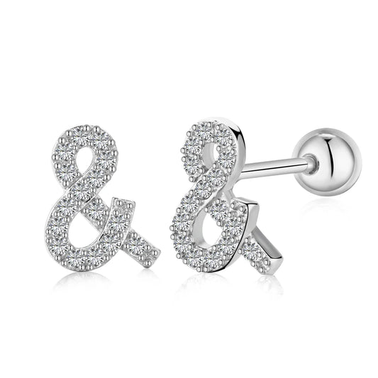 New Fashion Sterling Silver 925 Screw Back Earring  Symbol Meaningful Stud Earrings