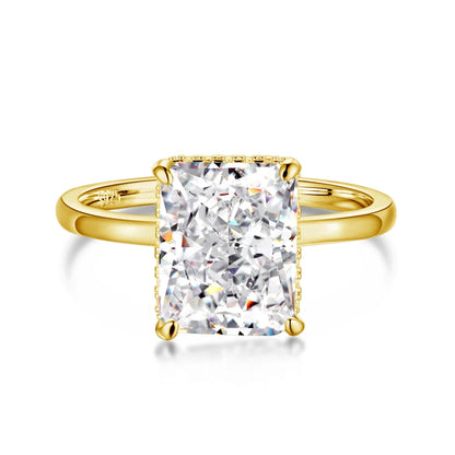 Luxury S925 Silver Crushed Ice Out Cut Super Shining Bright Cut  8A Zirconia Rectangle Engagement Ring for Women