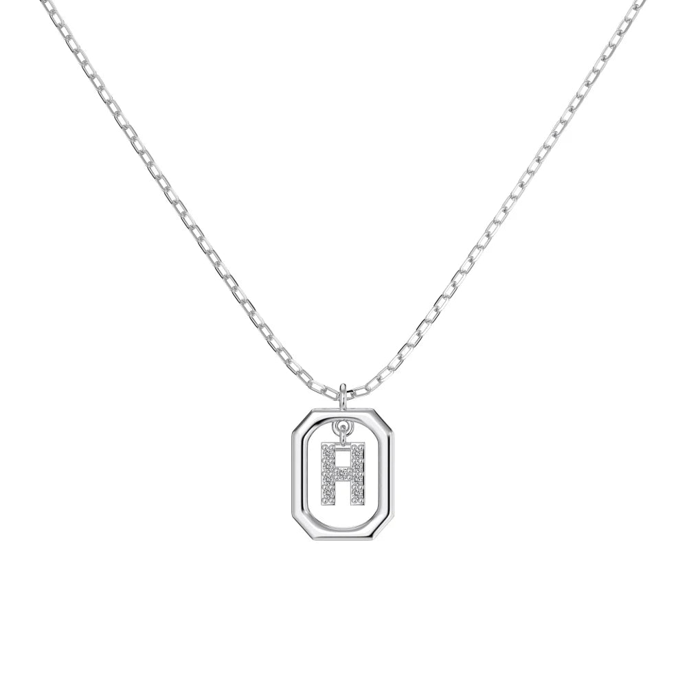 925 Sterling Silver H Initial 5A CZ Necklace product image 5