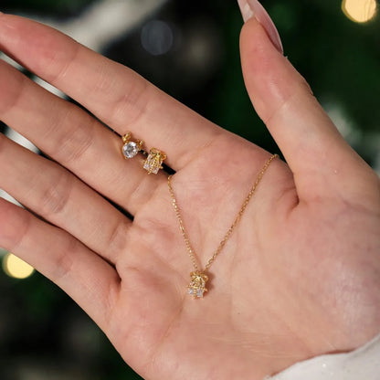 Tiny Delicate Women Jewelry Hypoallergenic Rhodium 14K Gold Plated Sterling Silver 5A Zirconia Gift Box Pendant Necklace