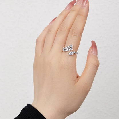 Minimalist Design S925 Silver Rhodium Plated Double Layer Snake Row 5A Zirconia Wedding Engagement Promise Bridal Ring