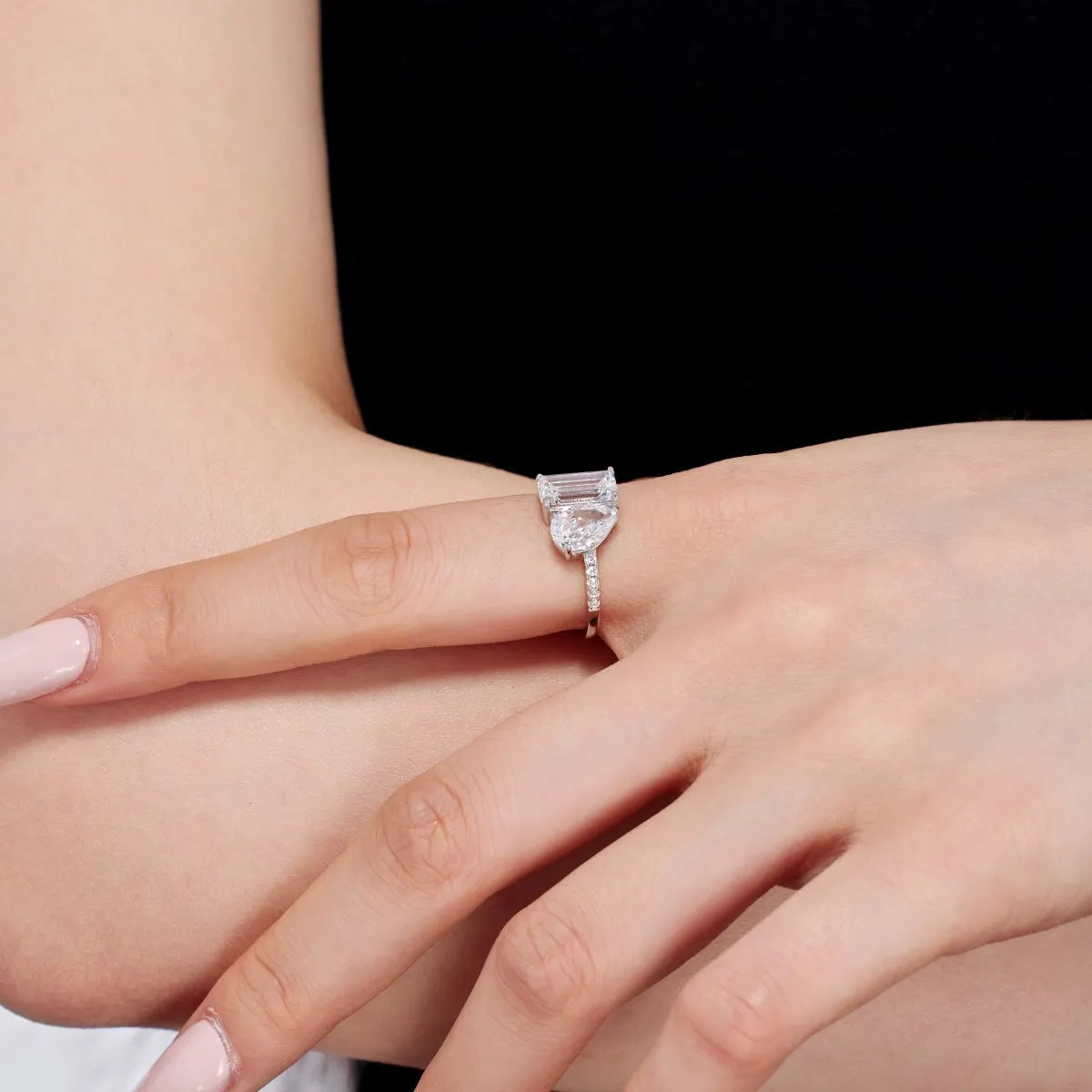 925 Silver CZ Bridal Engagement Ring DY121040 product image 3