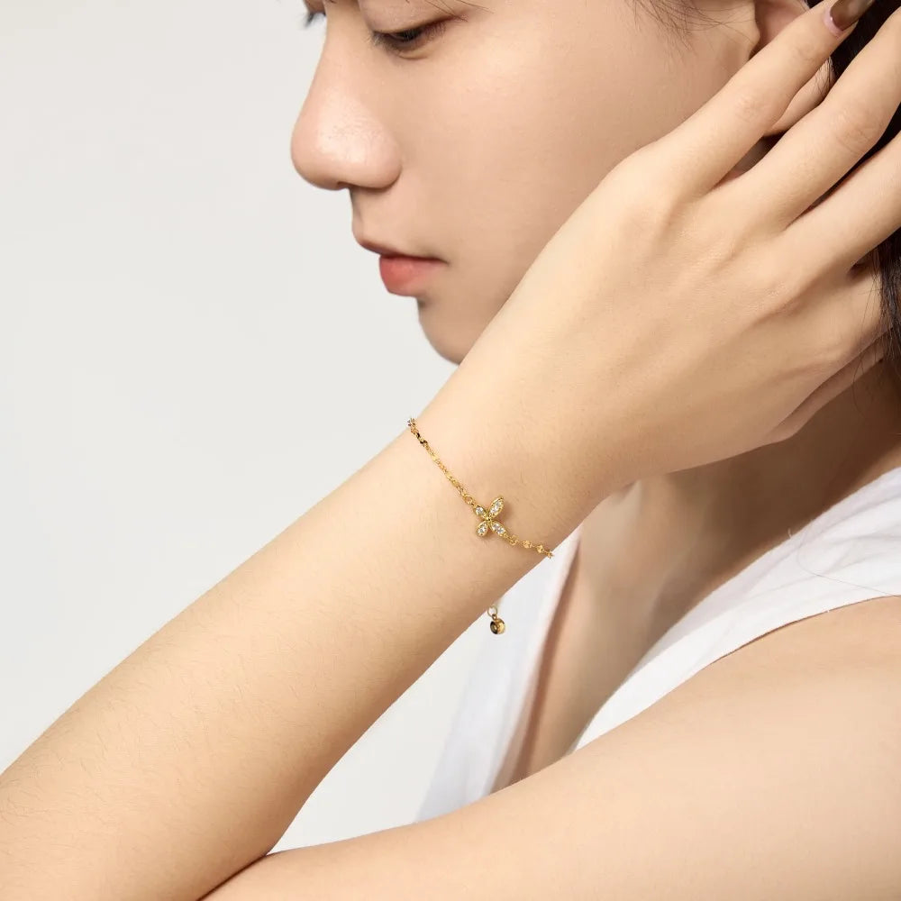 925 Silver Butterfly 5A CZ Chain Bracelet DY150664 product image 5
