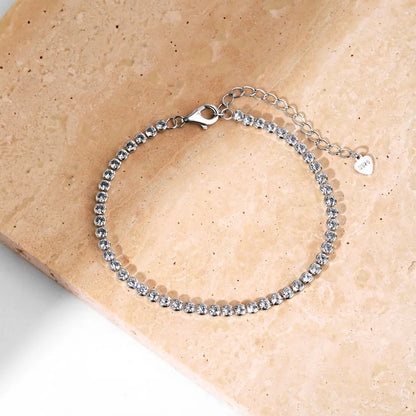 Dropshipping Wholesale Jewelry S925 Sterling Silver Bead Bracelets Cz Cubic Zirconia Tennis Chain Link Bracelet for Men Women