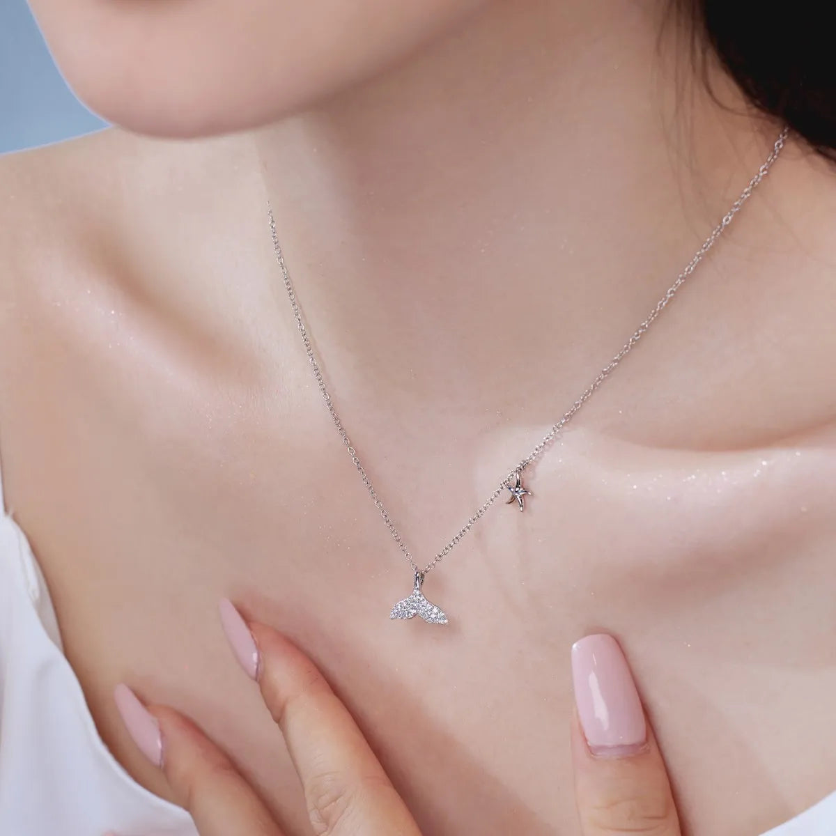925 Silver Star CZ Pendant Necklace DY190803 product image 4