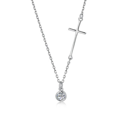 925 Silver Cross 5A CZ Pendant Necklace DY190358 by KAKODIY