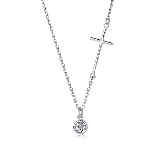 925 Silver Cross 5A CZ Pendant Necklace DY190358 by KAKODIY