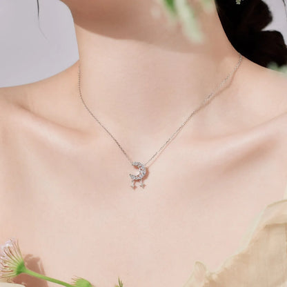 925 Sterling Silver Moon & Star Pendant Necklace product image 4