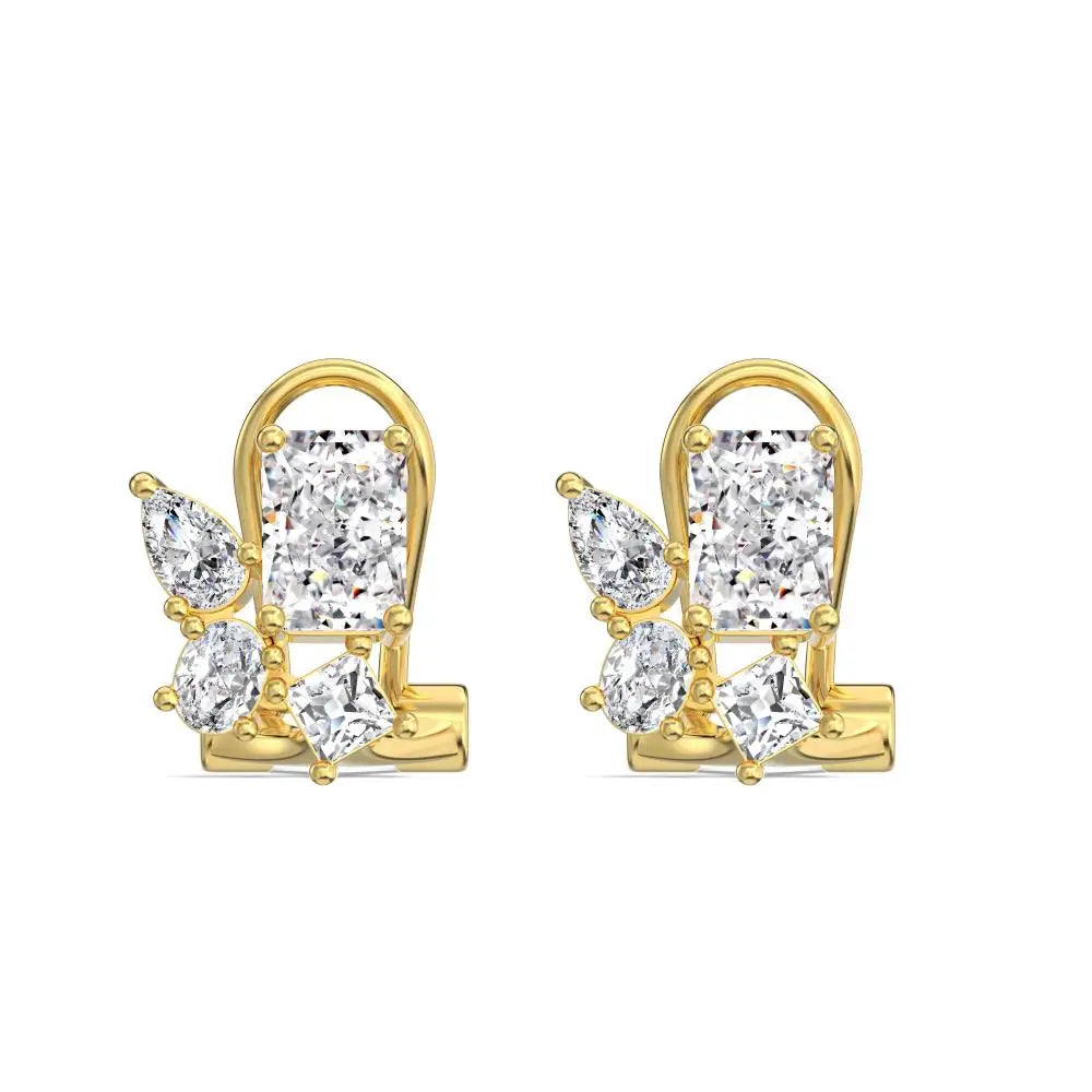 KAKODIY No Minimum Quantity 925 Sterling Silver Stud Earrings with Colored Zirconia Paving 18K Gold Plated Earrings