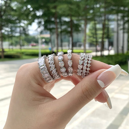 925 Silver Works Couple Ring Personalised Sterling Hug Cluster Wedding Band Womens Eternity Engagement High End Rings