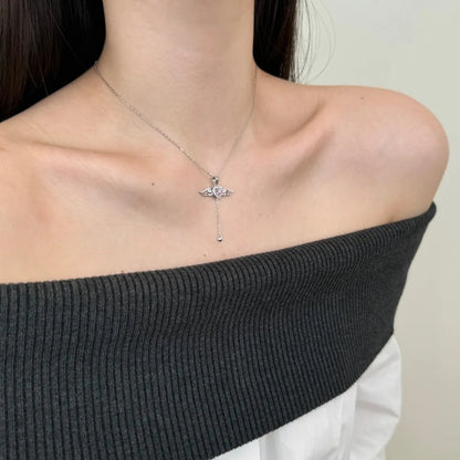 Elegance Fine Fashion Jewelry 925 Silver Link Chain 5A Cubic Zircon Tassel Heart Wings Angel Love Pendant Necklaces