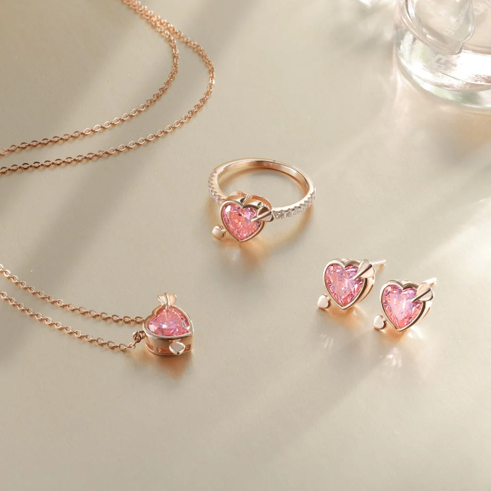 KAKODIY Tiny Charm Boutique Jewelry 925 Sterling Silver Plated Rose Gold Christmas Gift Heart Shape 5A Cubic Zirconia Stud Earrings - product image 6