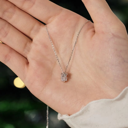 Tiny Delicate Women Jewelry Hypoallergenic Rhodium 14K Gold Plated Sterling Silver 5A Zirconia Gift Box Pendant Necklace