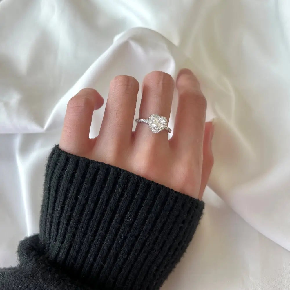 925 Silver Heart 8A CZ Engagement Ring TL120016 product image 6