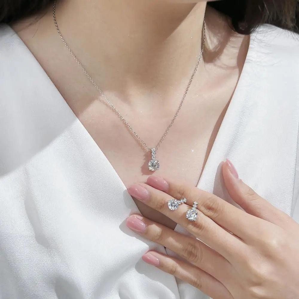 KAKODIY Fine Jewelry Round Zircon Pendant Earrings Fashion 925 Sterling Silver Anti Discoloration Women's Earrings - product image 4