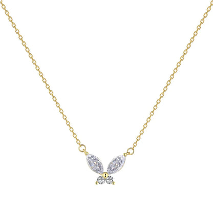 Non Tarnish Free Waterproof Choker Jewelry Cubic Zircon 18K Gold Plated Necklace 925 Silver Red Green Butterfly Necklaces Women