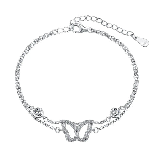 Dylam in Stock Wholesale Customized Cz Cubic Zirconia Jewelry Butterfly Chain Link 925 Sterling Silver Charm Bracelets for Women
