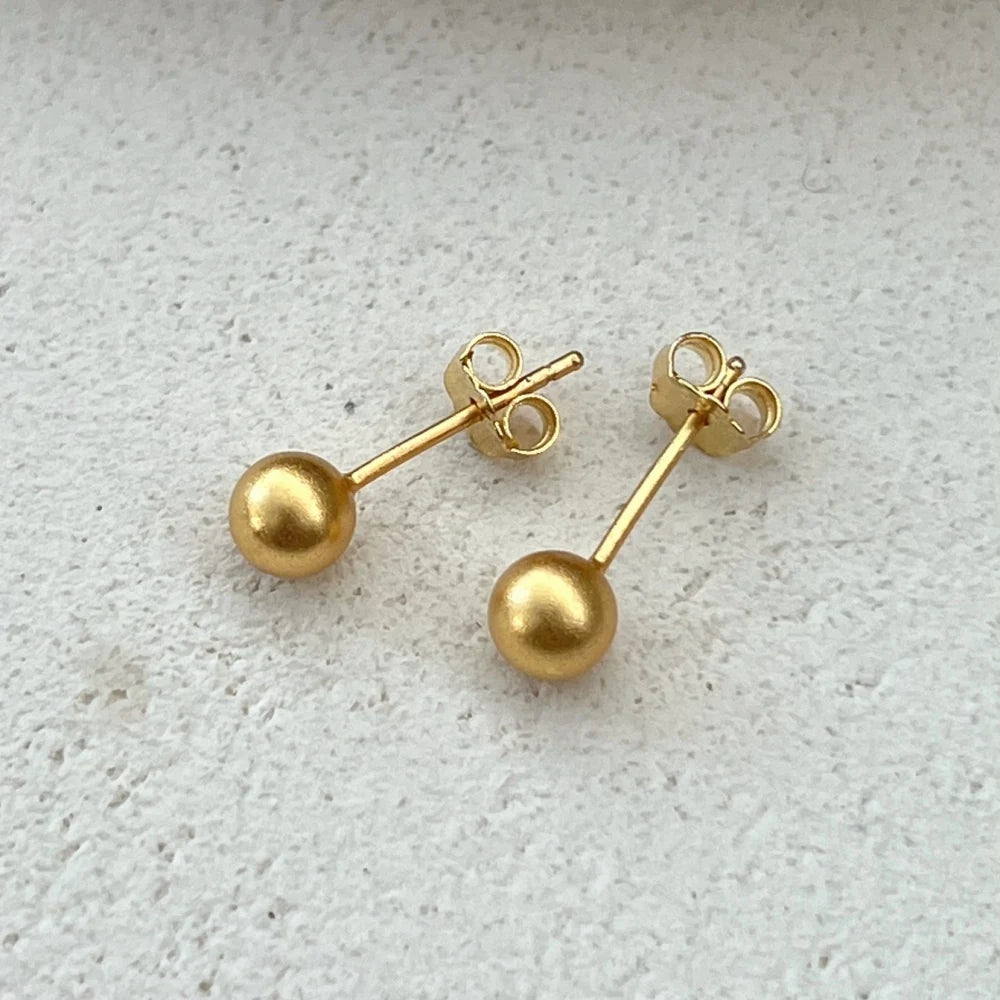 KAKODIY Simple Design Boutique Jewelry 18K Electroplated Frosted Surface 925 Sterling Silver 5 * 5mm Beaded Stud Earrings Women Earrings - product image 5