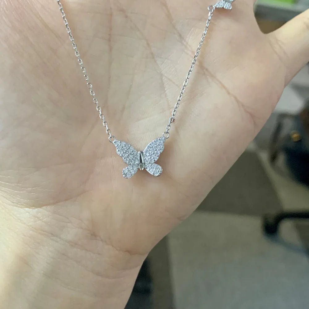 925 Silver Butterfly CZ Pendant Necklace DY190469 product image 5