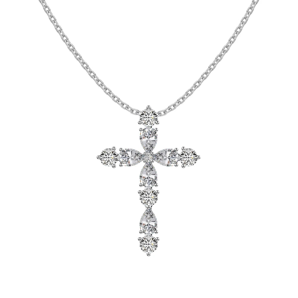 925 Silver Cross CZ Pendant Necklace DY190716 by KAKODIY