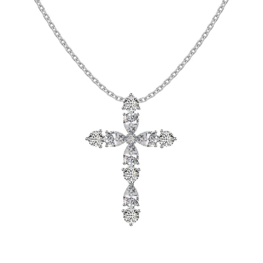 925 Silver Cross CZ Pendant Necklace DY190716 by KAKODIY