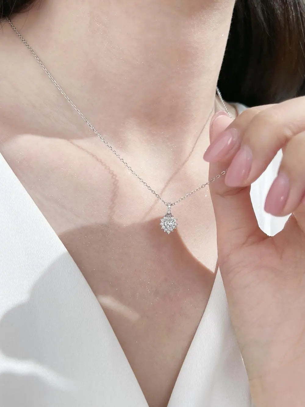 925 Sterling Silver Heart Bridal Lariat Necklace product image 5