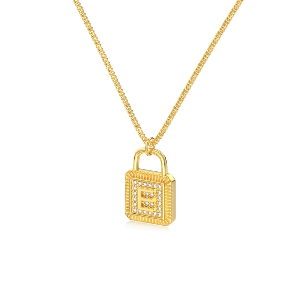 925 Sterling Silver Lock Bridal Initial Necklace product image 12