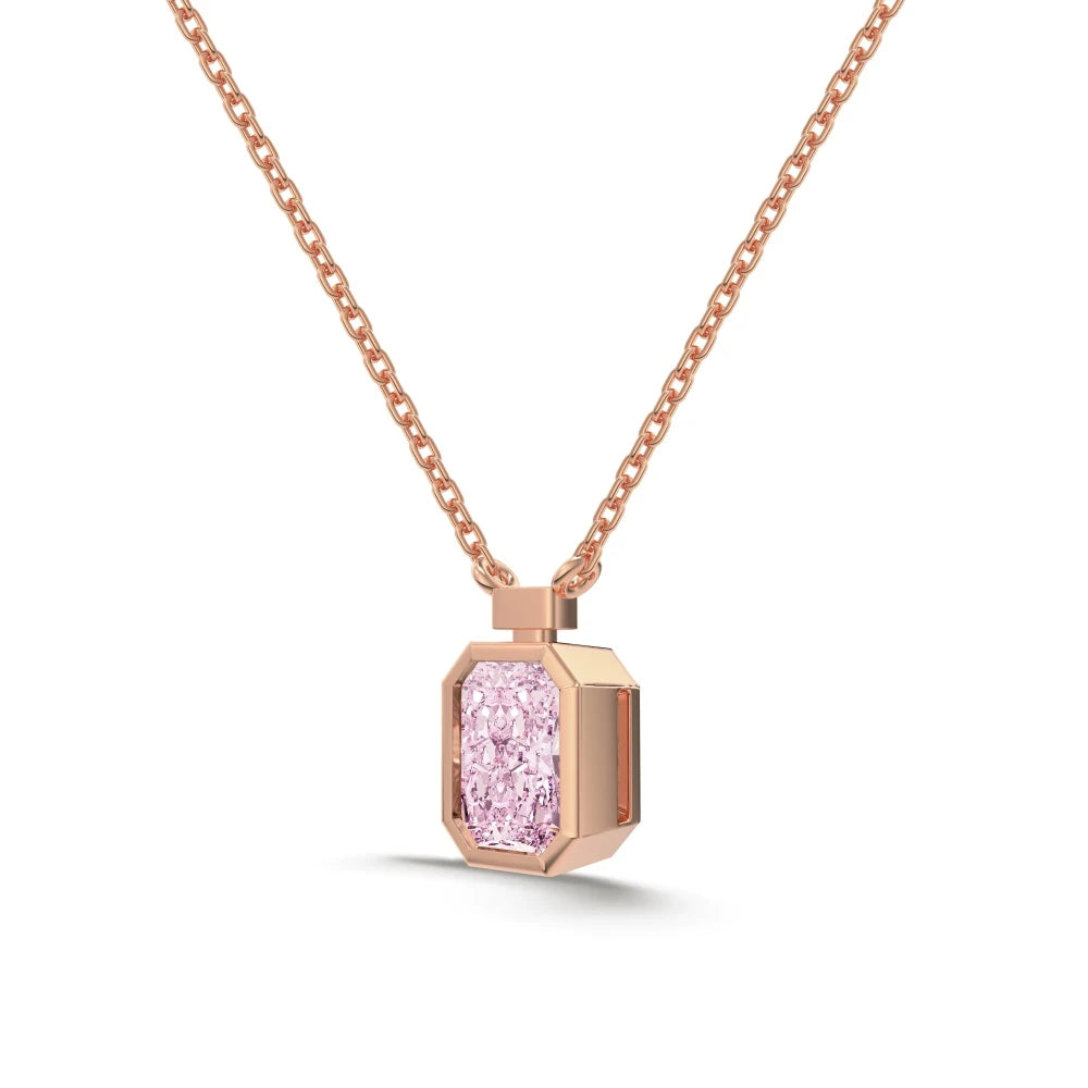 Luxury Fine Jewelry S925 Silver Solitaire Rectangle 8A Crushed Iced Out Cut Cubic Zirconia Pendant Necklace for Women