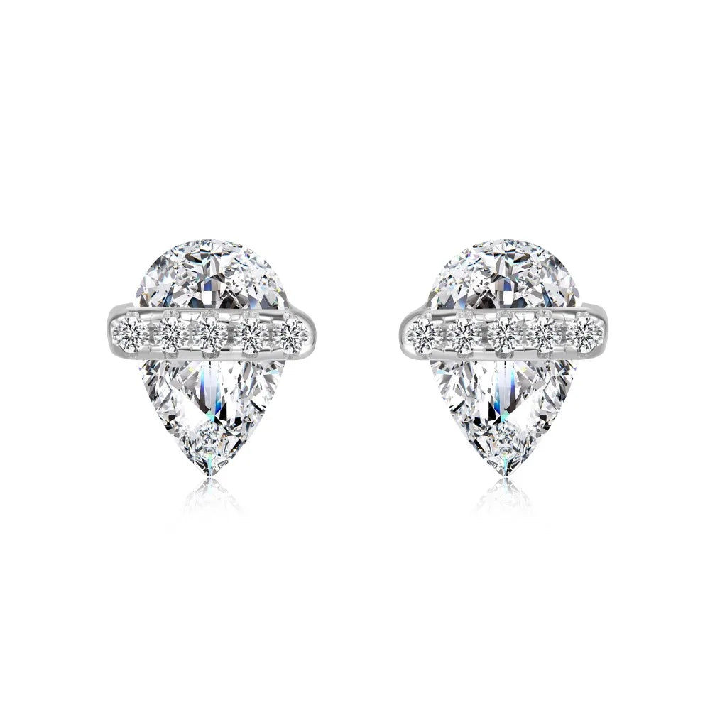 KAKODIY Small Cute Design Boutique Jewelry 925 Sterling Silver 5A Cubic Zirconia Shiny Pear Stud Earrings For Women Everyday Wear - product image 1
