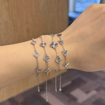 925 Sterling Silver Butterfly 5A CZ Charm Bracelet product image 3