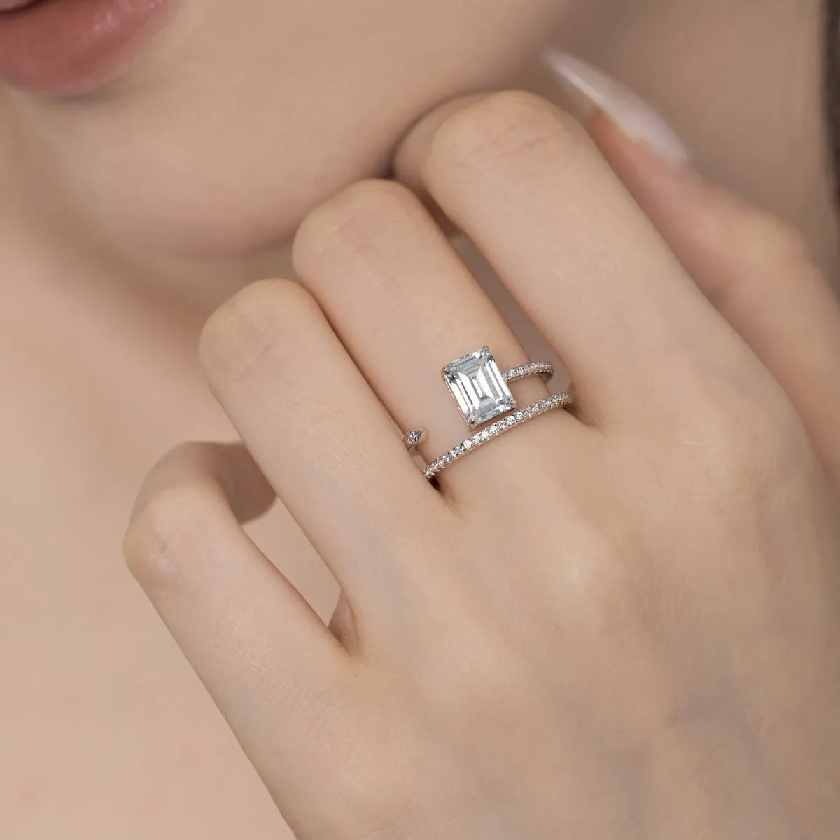 925 Silver Emerald CZ Bridal Wedding Ring DY121097 product image 3