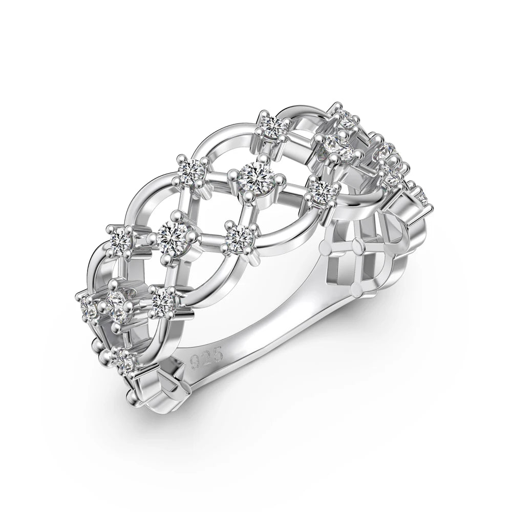 925 Sterling Silver Lock 5A CZ Wedding Ring product image 8