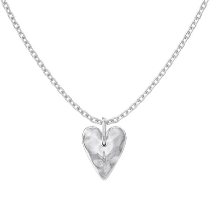 Professional Jewelry Supplier S925 Silver Link Chain 5A Cubic Zirconia Frosted Surface Heart Love Shape Pendant Necklaces