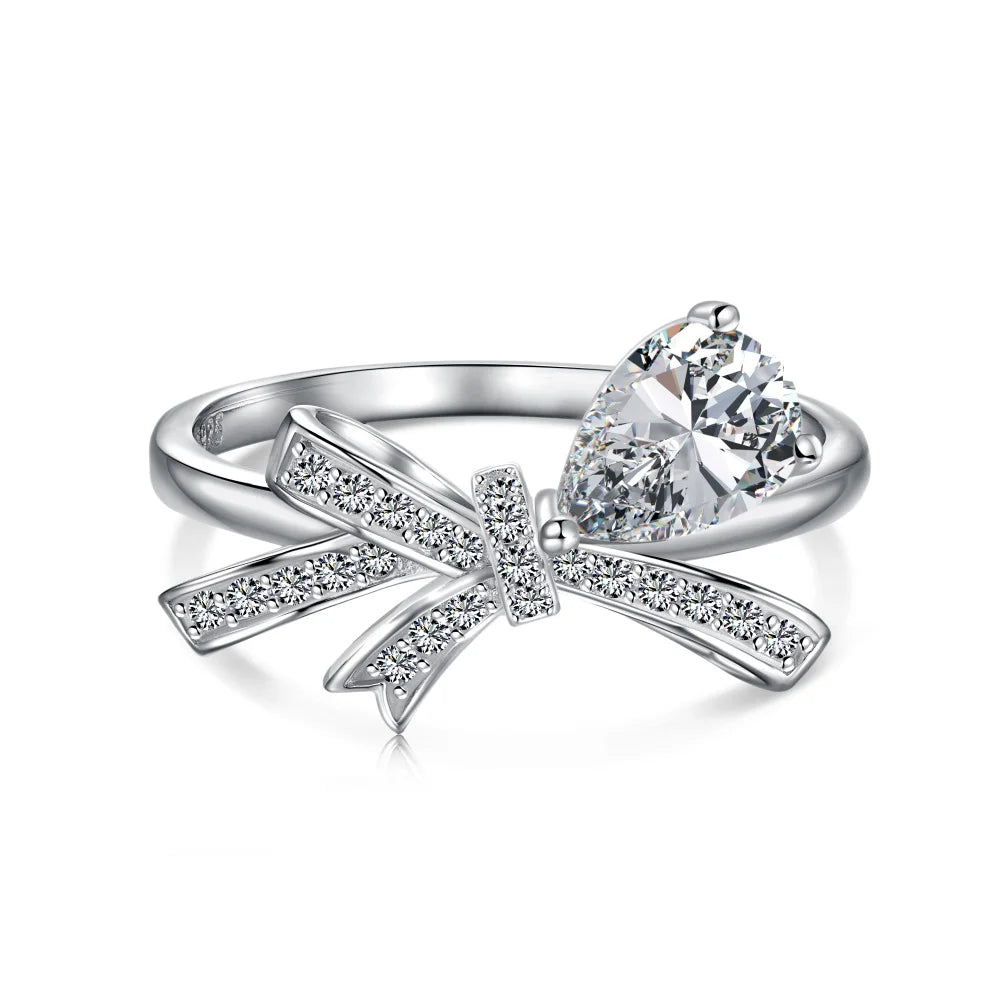 925 Silver Bow CZ Bridal Wedding Ring DY120926 product image 9