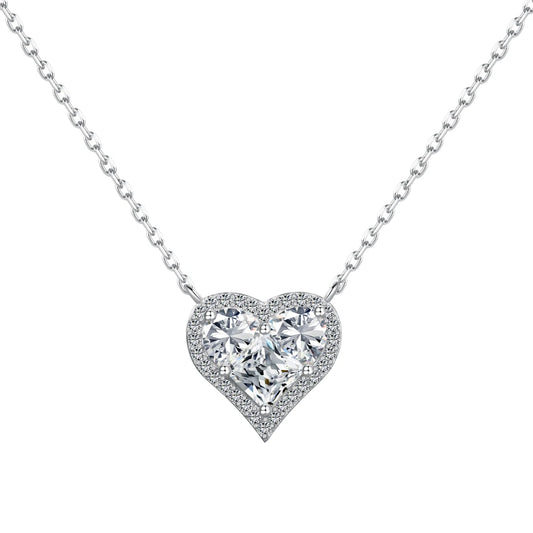 925 Sterling Silver Heart CZ Necklace by KAKODIY